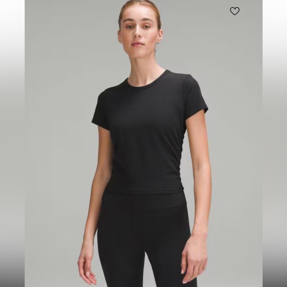 Lululemon All It Takes Ribbed Nulu T-Shirt Black Ruched Short Sleeve Top Size 4